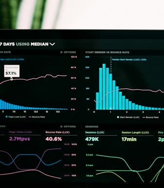 Analytics charts on a laptop screen